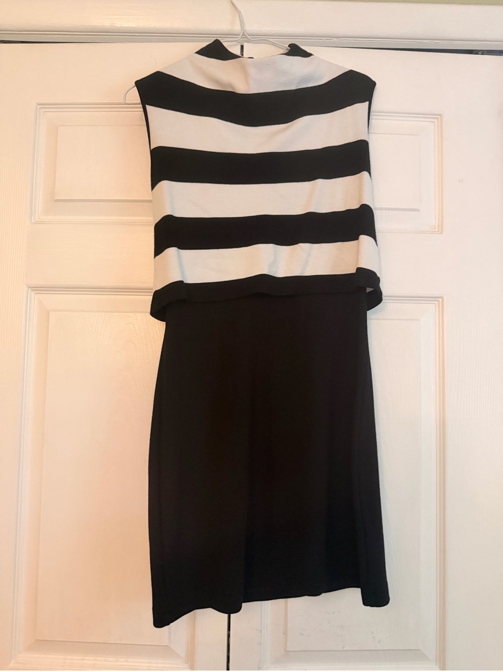French Connection Black and White Striped Sleeveless Dress